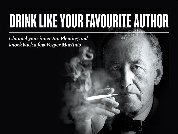 Channel your inner Ian Fleming and knock back a few Vesper Martinis. By <a href="http://sharpmagazine.com/author/coleman-molnar/">Coleman Molnar</a><div id='nrelate_flyout_placeholder'><p>There is a bar where all the famous writers go after death. They lounge at long tables sipping their favourite cocktails and chatting with their peers about life, love, and cirrhosis of the liver.</p>
<p>The door is open, so you enter. You drink a martini with Fleming, a Gin Rickey with Fitzgerald. You listen to stories and toasts and you drink to both. You loudly proclaim, “I am a writer too!” and everyone drinks some more.</p>
<p>Hemingway is there, in the corner, drinking a daiquiri. Or is it a mojito? Could be mouthwash. Hunter S. Thompson is there too, a bottle of Wild Turkey in one hand, a revolver in the other. Oscar Wilde sits with a bottle of green liquid, a slotted spoon, a candle, and some sugar cubes on his table—but he’s been acting strange, so you leave him be. Maybe you’ll just avoid that corner of the room for now, despite your desire to meet the trio.</p>
<p>And soon you are drunk. Sloshed! One more for the road and then it’s off. Wodehouse’s man, Jeeves, is there and he shows you the door and helps you into your coat, the gentleman. He mentions something about a morning pick-me-up that you’ll regret not listening more closely to tomorrow.</p>
<p>You say goodnight and stumble home to put your pen to paper, to jot down the memories and see whether you’re a drinker, a writer, or both. Because not all drinkers can write, but most writers can drink.</p>
</div> <div class='yarpp-related'>
<h3>Related posts:</h3><ol>
<li><a href='http://sharpmagazine.com/old-site/absinthe-the-other-green-drink/' rel='bookmark' title='Absinthe: The Other Green Drink'>Absinthe: The Other Green Drink</a></li>
<li><a href='http://sharpmagazine.com/quick-hits/drink-lessence-de-courvoisier/' rel='bookmark' title='Drink: L’Essence de Courvoisier'>Drink: L’Essence de Courvoisier</a></li>
<li><a href='http://sharpmagazine.com/fooddrink/thinking-clear-2/' rel='bookmark' title='Thinking Clear'>Thinking Clear</a></li>
</ol>
</div>
Drink Like Your Favourite Author