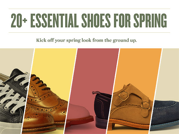 Kick off your spring look from the ground up. By <a href="http://sharpmagazine.com/author/daniel-drak-and-luke-langsdale/">Daniel Drak and Luke Langsdale</a><div id='nrelate_flyout_placeholder'><p>The warmer months are important to the modern man for a few reasons: patio season, minimal clothing and a liberation from the heavy winter shoes that are dragged through slush, snow and sleet. With the days growing longer and the temperature slowly rising, men can start looking for new kicks to spruce up their step. We provide a few selects to help you out.</p>
</div> <div class='yarpp-related'>
<h3>Related posts:</h3><ol>
<li><a href='http://sharpmagazine.com/style/the-essential-summer-ties/' rel='bookmark' title='The Essential Summer Ties'>The Essential Summer Ties</a></li>
<li><a href='http://sharpmagazine.com/style/10-shoes-to-buy-for-spring/' rel='bookmark' title='10 Shoes to Buy For Spring'>10 Shoes to Buy For Spring</a></li>
<li><a href='http://sharpmagazine.com/style/the-10-best-new-running-shoes/' rel='bookmark' title='The 10 Best New Running Shoes'>The 10 Best New Running Shoes</a></li>
</ol>
</div>
20+ Essential Shoes for Spring