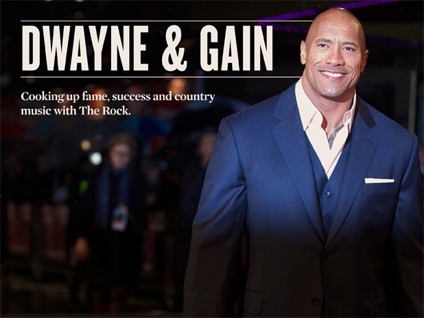 Cooking up fame, success and country music with The Rock. By <a href="http://sharpmagazine.com/author/greg-hudson/">Greg Hudson</a><div id='nrelate_flyout_placeholder'><p>There is something eminently human about Dwayne The Rock Johnson.</p>
<p>Just on a physical level, that’s impressive. Because, have you seen him? He was always a wrestling, football-playing, towering mass of manliness, but have you seen him lately, after bulking up even more to play the moral centre of Michael Bay’s dark bodybuilding heist movie, <i>Pain & Gain</i>? The dude is huge. It’s not easy to consider guys of his stature—ones so big they are forever shackled to nicknames like Rock, Moose and Tank—“eminently human.” But, somehow Johnson pulls it off.</p>
<p>Ironically, he seems so relatable because, along with inhuman biceps, The Rock has inhuman levels of charisma.</p>
<p>Certainly his facility with humour, classical handsomeness and surprising eloquence don’t hurt. But it’s more than that. He’s a hero who doesn’t pretend. Consider the recent and oft-retweeted picture of Johnson in the hospital, mugging for the camera in a post-surgery gown. Any man who can take three hernial tears with grace and humour is a man you can respect. You want that guy to succeed. And he has.</p>
<p>His success isn’t what’s surprising though. If you followed the guy as a wrestler back in the 90s and early aughts, you knew that he had <i>something</i>. Wrestlers have been called the best one-take actors there are, and yet, very few of them have been able to translate that skill into a film career, despite some horrible tries. The Rock though, he did it. Maybe it’s because his character was less a character, and more a ball of masculine charisma. He was a presence. And somehow that presence translated to the big screen. For <i>The Scorpion King</i>, he earned the highest-ever paycheque for an actor in his first starring role.</p>
<p>Was that a good movie? It was not. In fact, many of his movies since then have been pretty bad. But that proves our point. The Rock might never become a great actor—though he is definitely improving—and his movies, some of them big and dumb, some of them intentionally so, may never win critical plaudits, but that doesn’t really matter. No other actor could have the career that Johnson has had. No one could manage to surprise us so regularly. No one could do a forgettable G.I. Joe sequel, then earn the brightest praise in an otherwise panned <i>Pain & Gain.</i> No one could move from kid movies, to action, to comedies like he does. No one could survive the professional whiplash and remain so damn likeable.</p>
<p>Only The Rock. His greatest strength is his charm. His big, massive charm. It’ll crush you.</p>
<p> </p>
<p> </p>
<p> </p>
</div> <div class='yarpp-related'>
<h3>Related posts:</h3><ol>
<li><a href='http://sharpmagazine.com/culture/127-hours/' rel='bookmark' title='127 Hours'>127 Hours</a></li>
<li><a href='http://sharpmagazine.com/women/sharp-woman-kali-hawk/' rel='bookmark' title='Sharp Woman: Kali Hawk'>Sharp Woman: Kali Hawk</a></li>
<li><a href='http://sharpmagazine.com/culture/sharp-at-the-movies-biutiful/' rel='bookmark' title='Sharp at the movies: <i>Biutiful</i>'>Sharp at the movies: <i>Biutiful</i></a></li>
</ol>
</div>
Dwayne & Gain