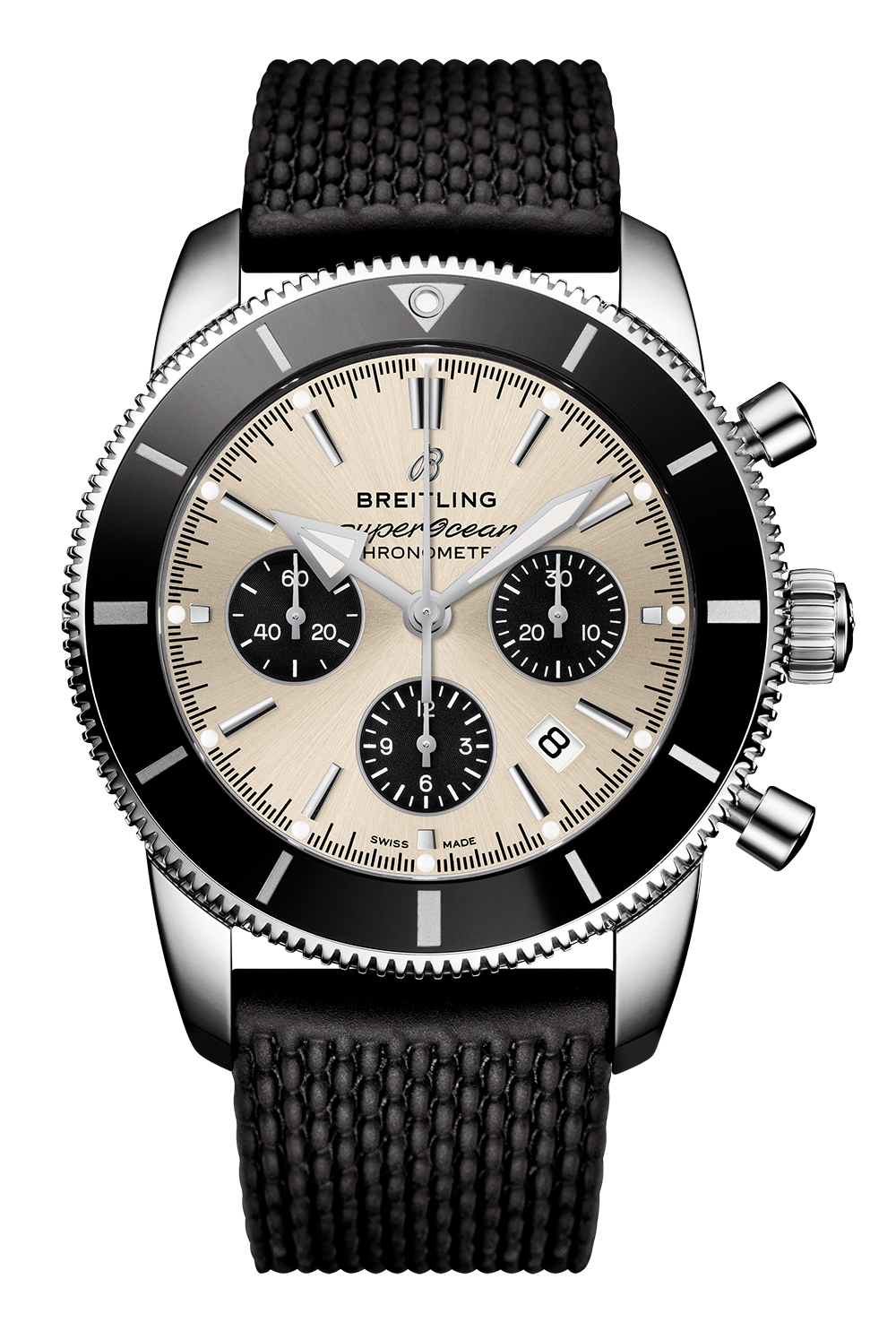 Superocean_Heritage_II_B01_Chronograph_44_with_silver_dial_and_black_Aero_Classic_rubber_strap