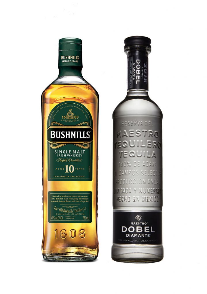 Bushmills 10 Year Old whiskey and Maestro Dobel Diamante tequila