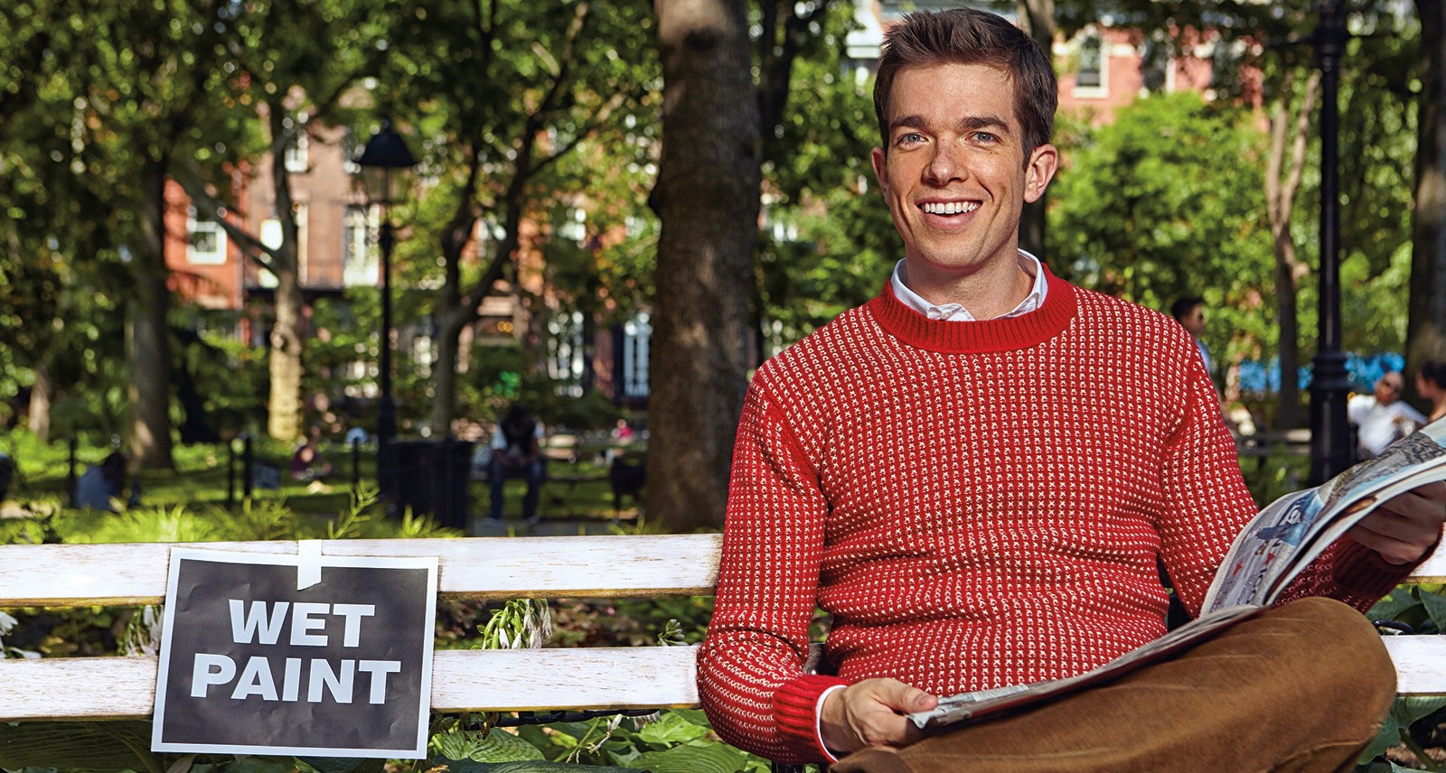 John Mulaney Rocks the Fall’s Coziest Knits | Sharp Magazine