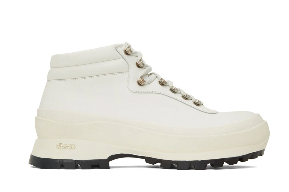Jil Sander White Lace-Up Work boots 
