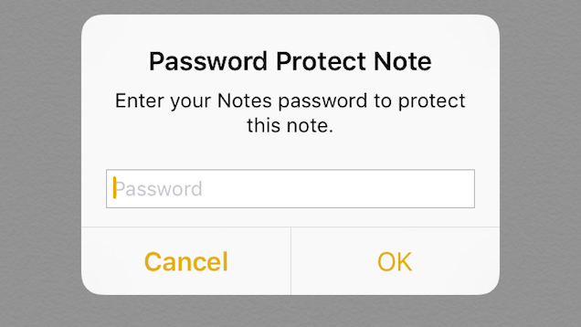 Apple iOS 9.3 Notes Password Protected