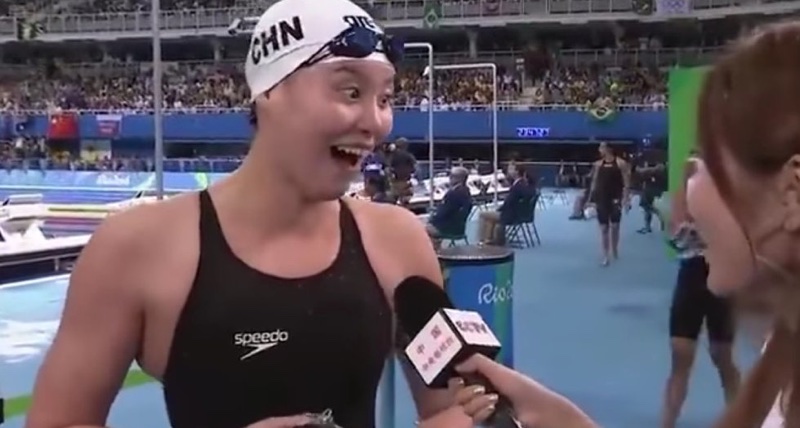 Fu Yuanhui Reacts to Winning Bronze Medal