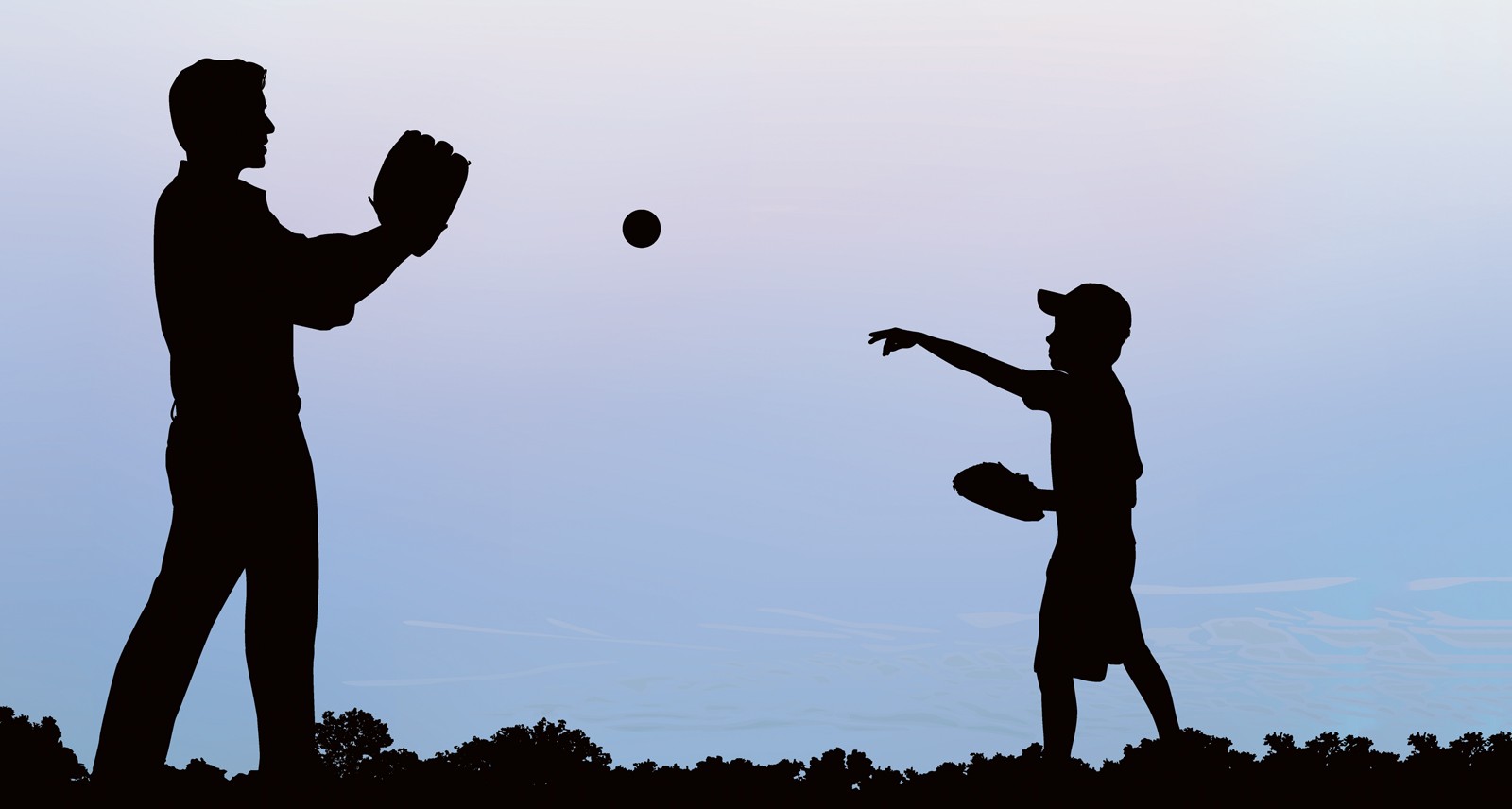 10. Little boy with blonde hair and baseball cap playing catch with his dad - wide 8