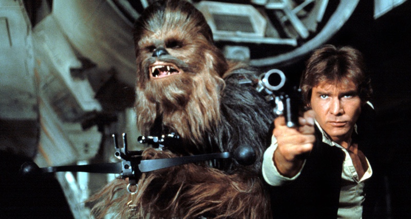 Chewbacca yells at Han Solo in English