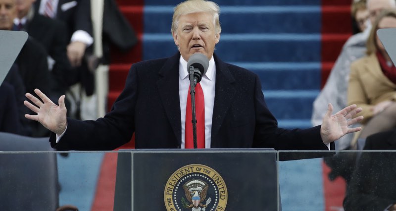 Donald Trump's delivering his inaugural address