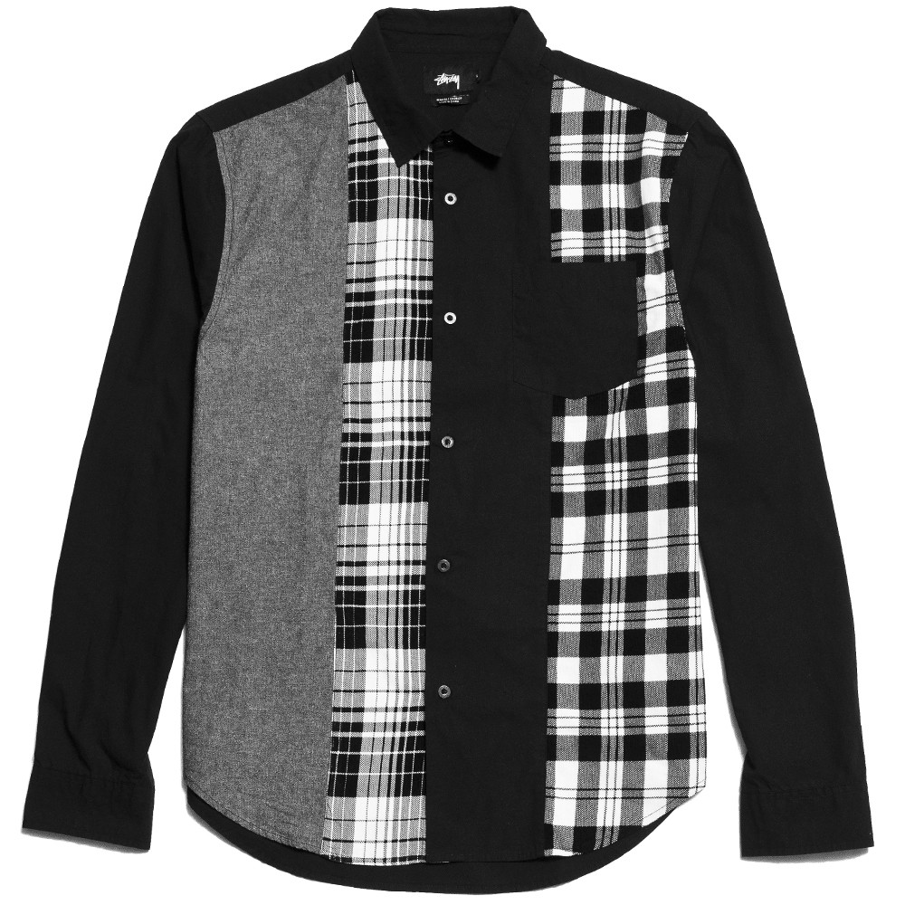 lost-and-found-stussy-mixed-panel-shirt-black-1