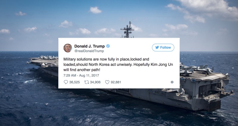 Military Locked and Loaded for North Korea conflict, Trump tweets
