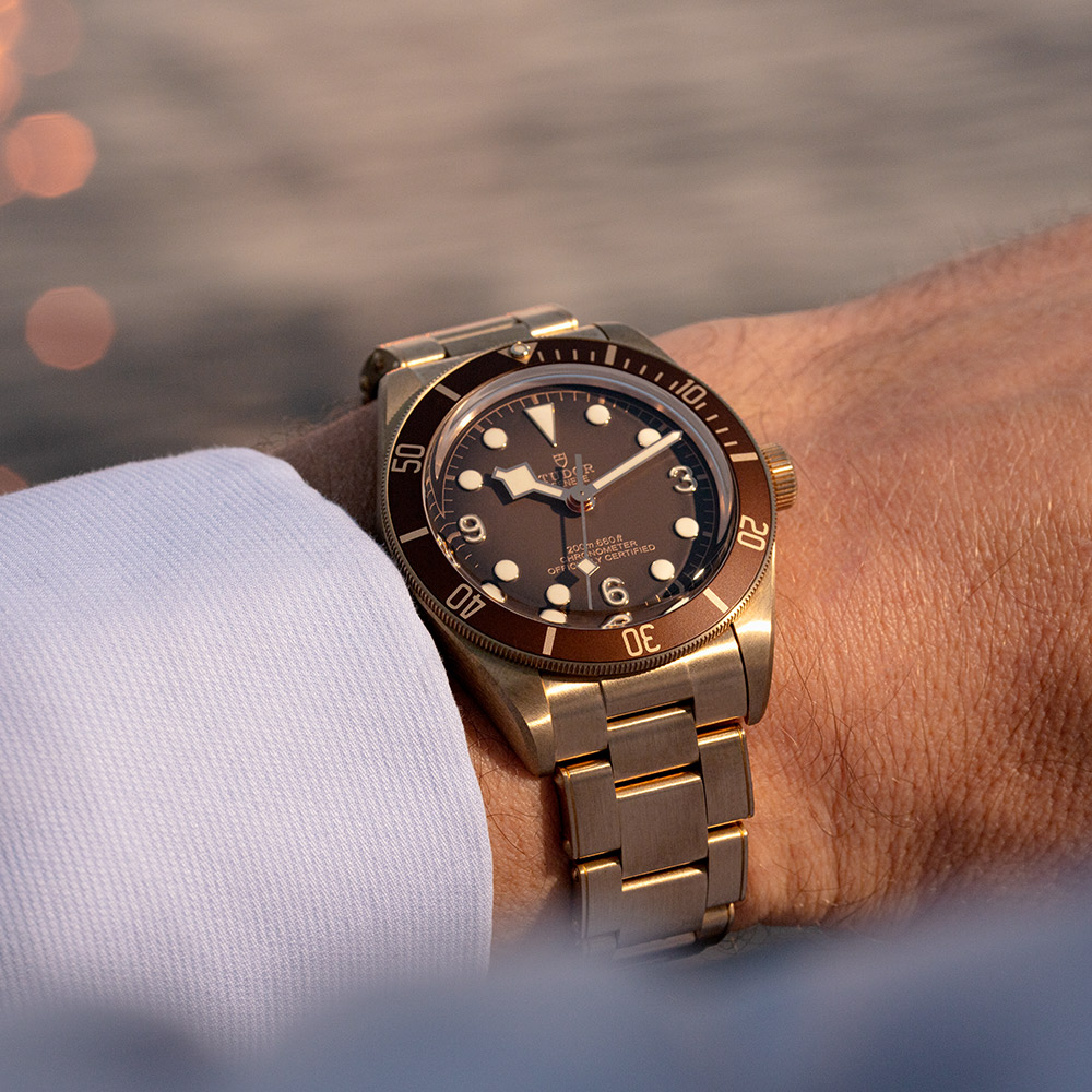 The Tudor Black Bay Fifty-Eight Bronze will patina due to bronze's reaction to skin and the elements
