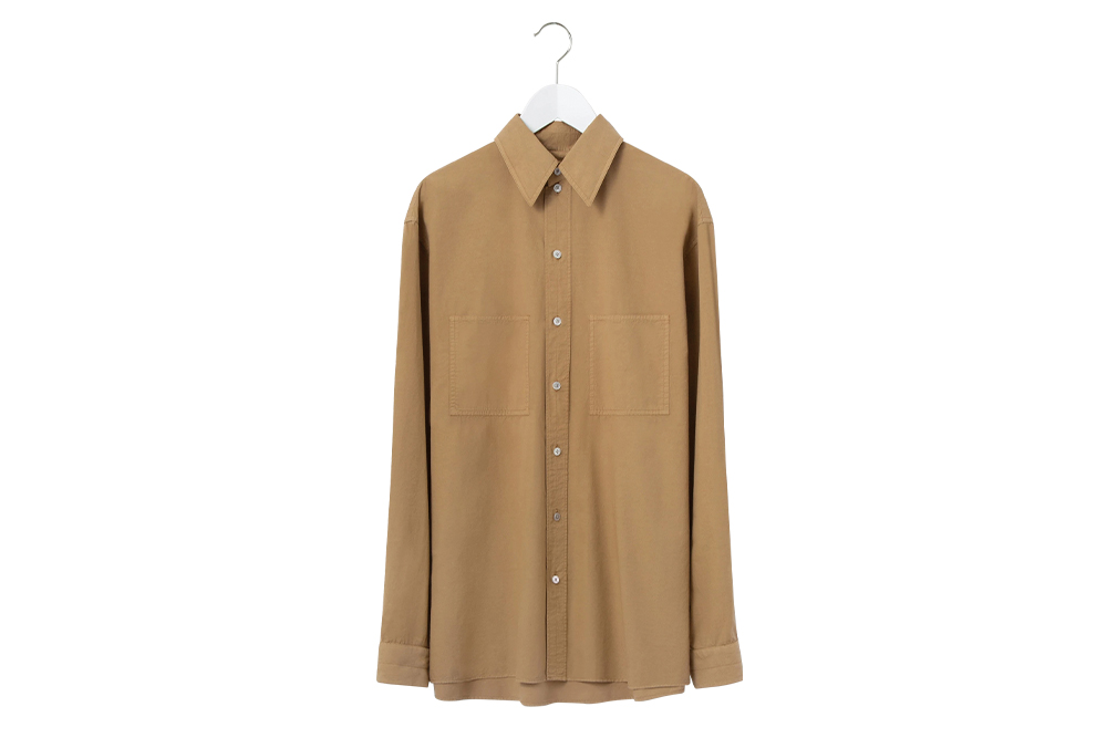 lemaire-camel-patch-pocket-shirt