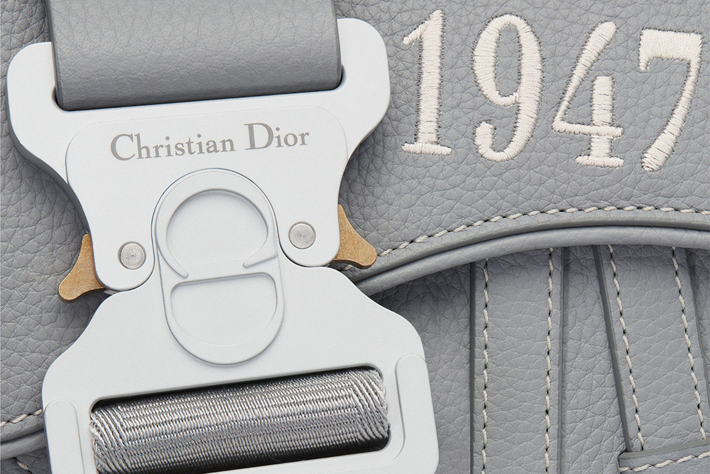 Christian Dior Grained Gray Calfskin Saddle Bag