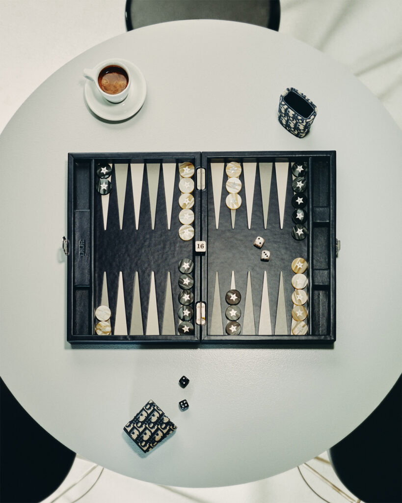 Dior Black Leather Backgammon Set