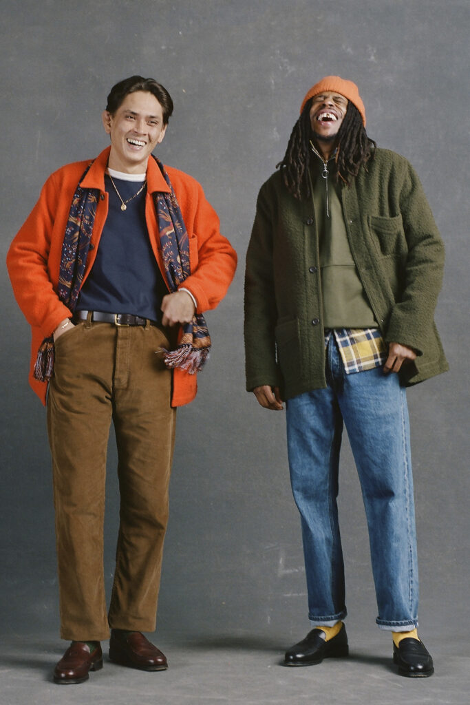 two men wearing Drake's in front of grey background
