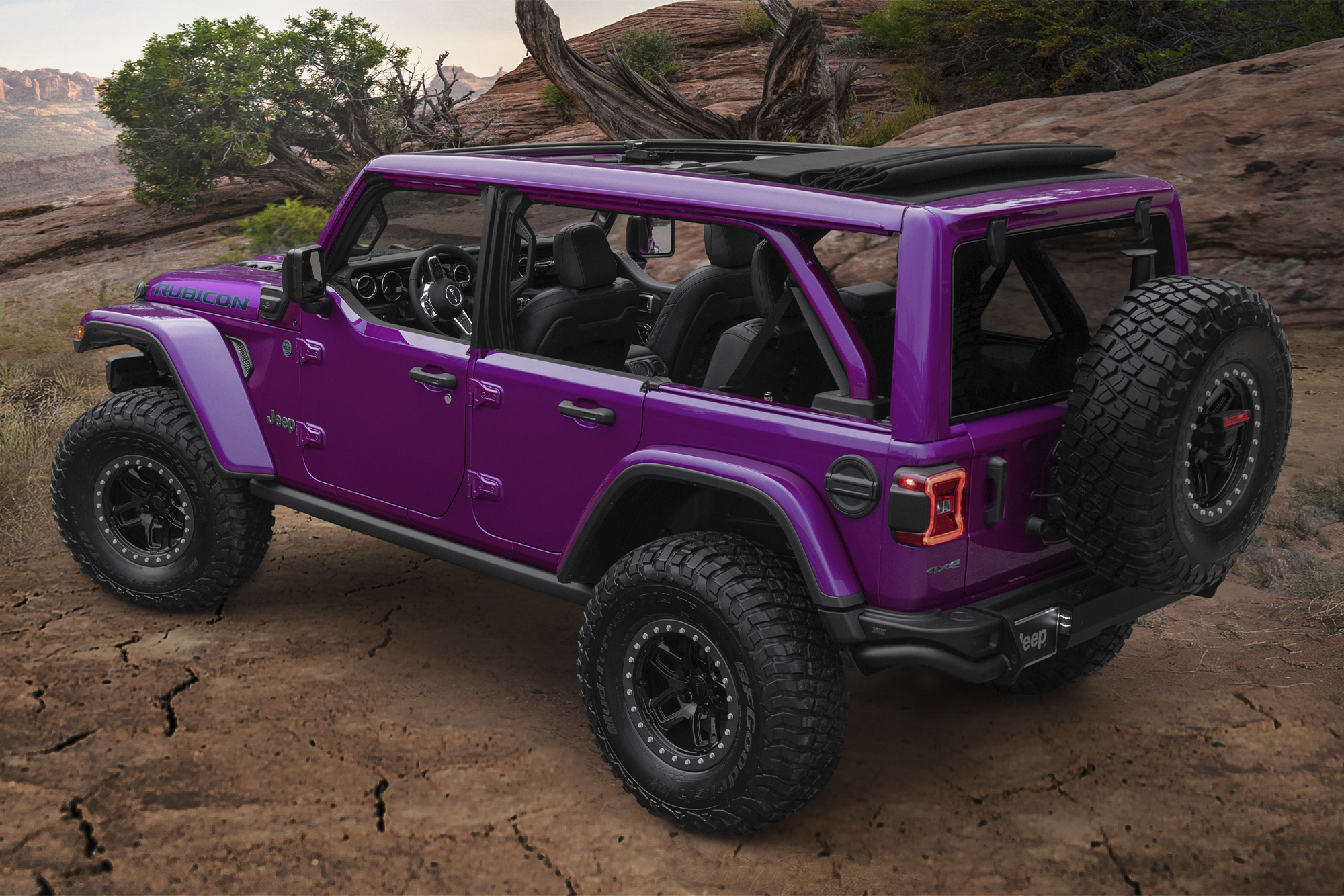Jeep Wrangler Rubicon 4xe Concept side profile from back