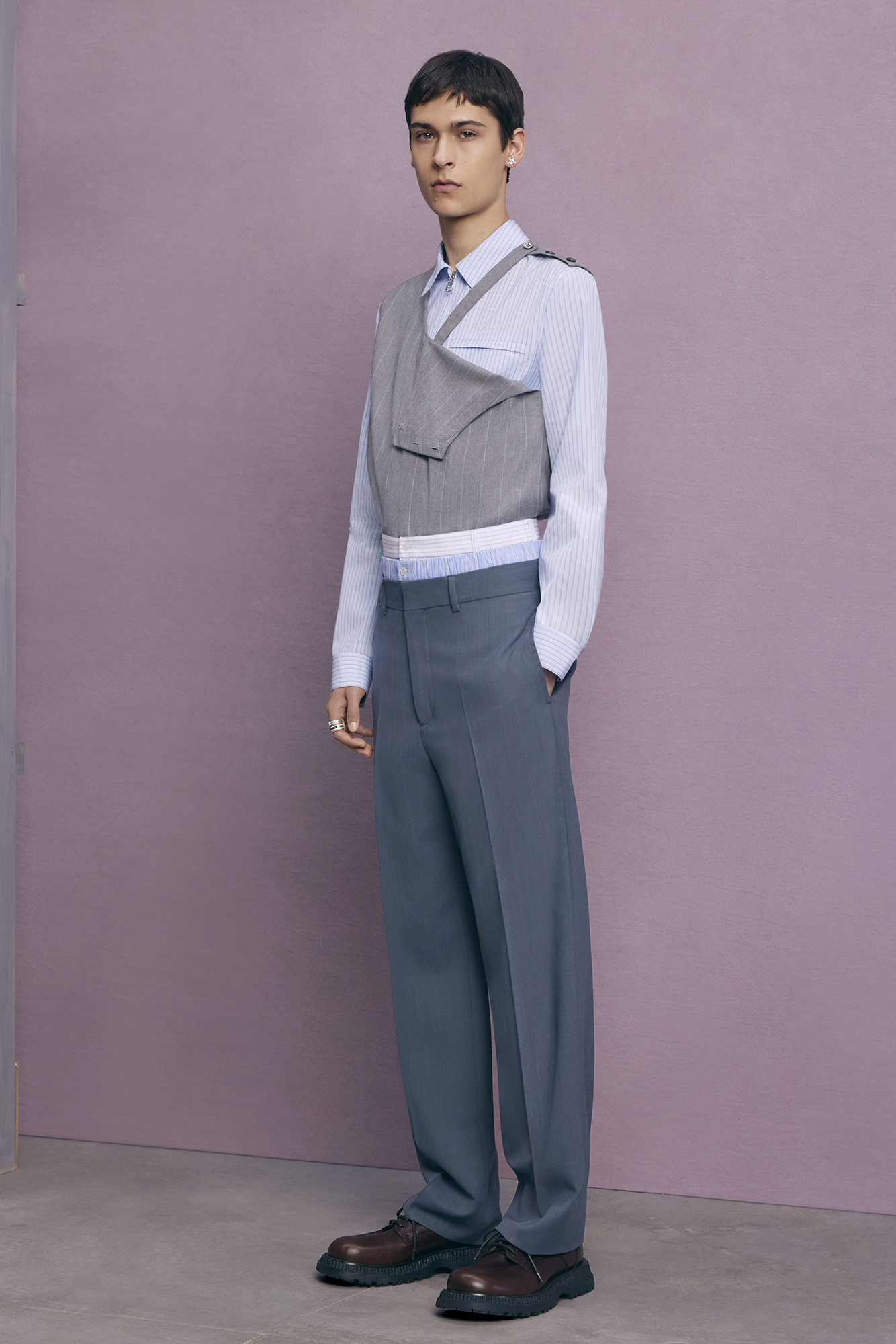 Dior Spring 2024 menswear vest and blue dress pants