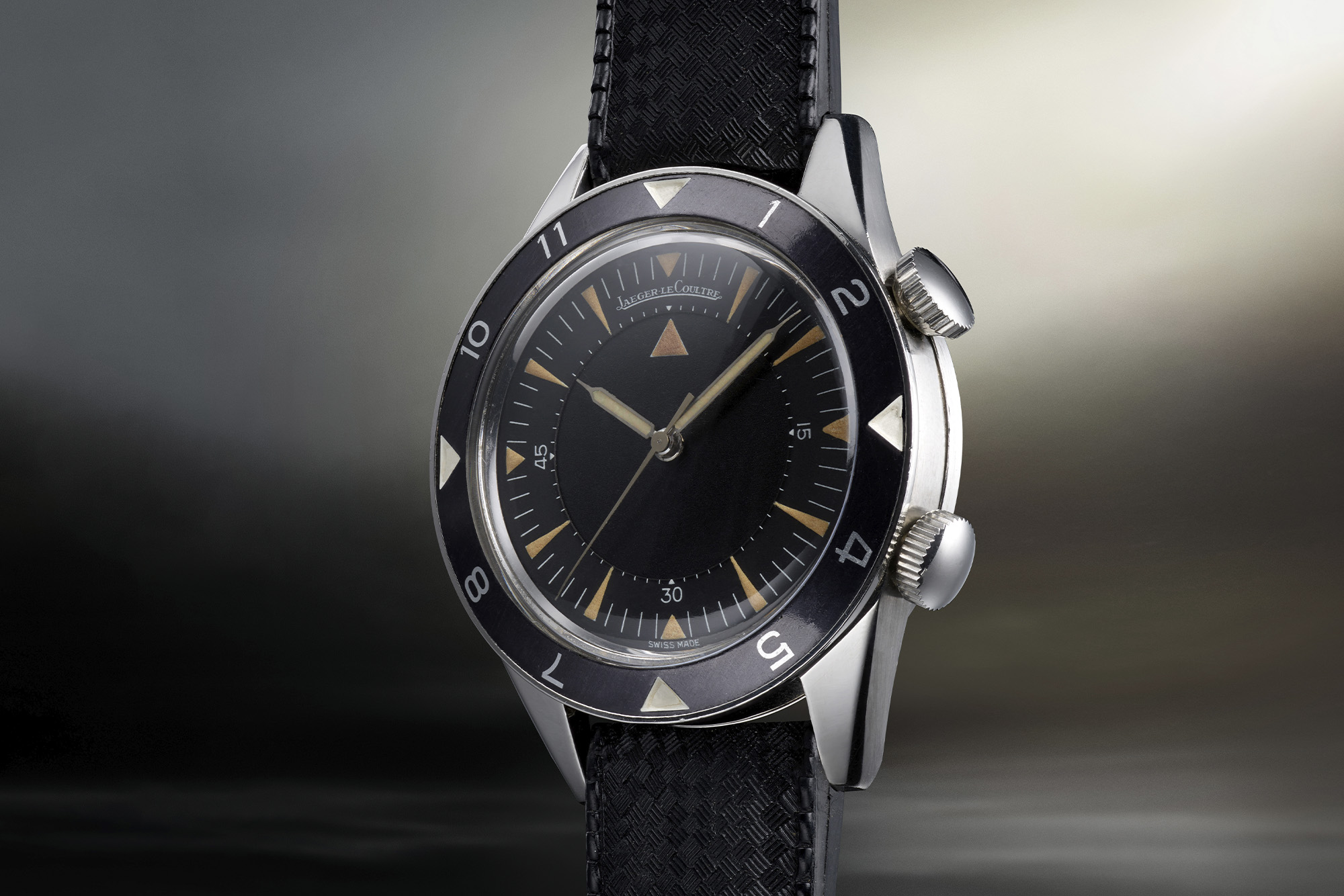 Jaeger-LeCoultre watch black dial close up