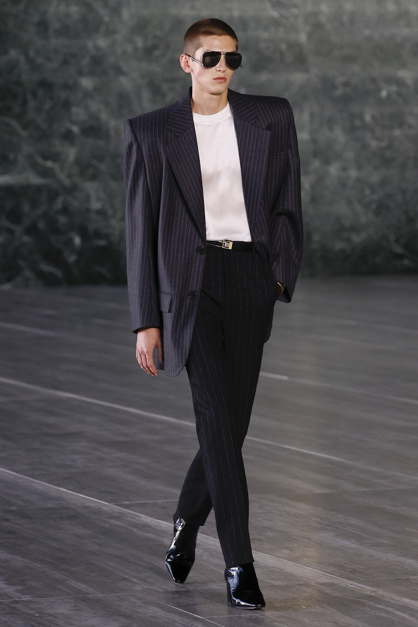 Saint Laurent Spring/Summer 2024 male model in suit on runway