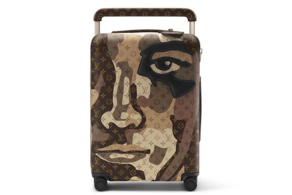 Louis Vuitton Horizon 55 carry-on bag, brown leather monogrammed with an abstract portrait