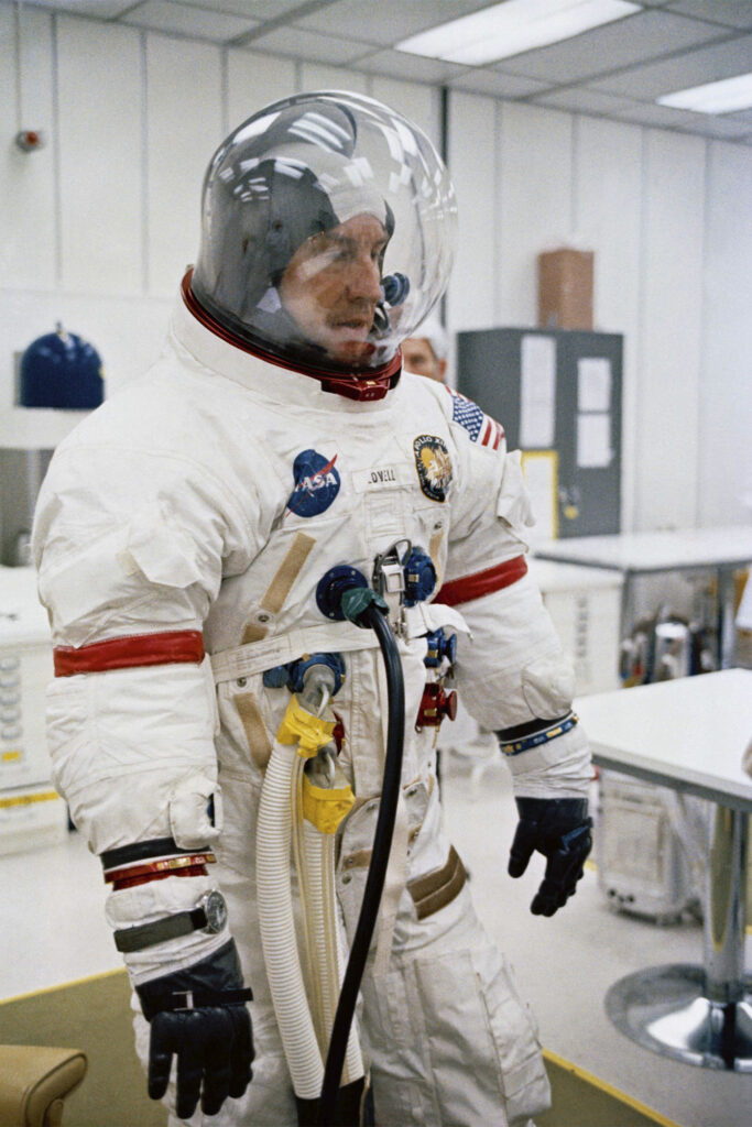 astronaut in space suit portrait photo indoors