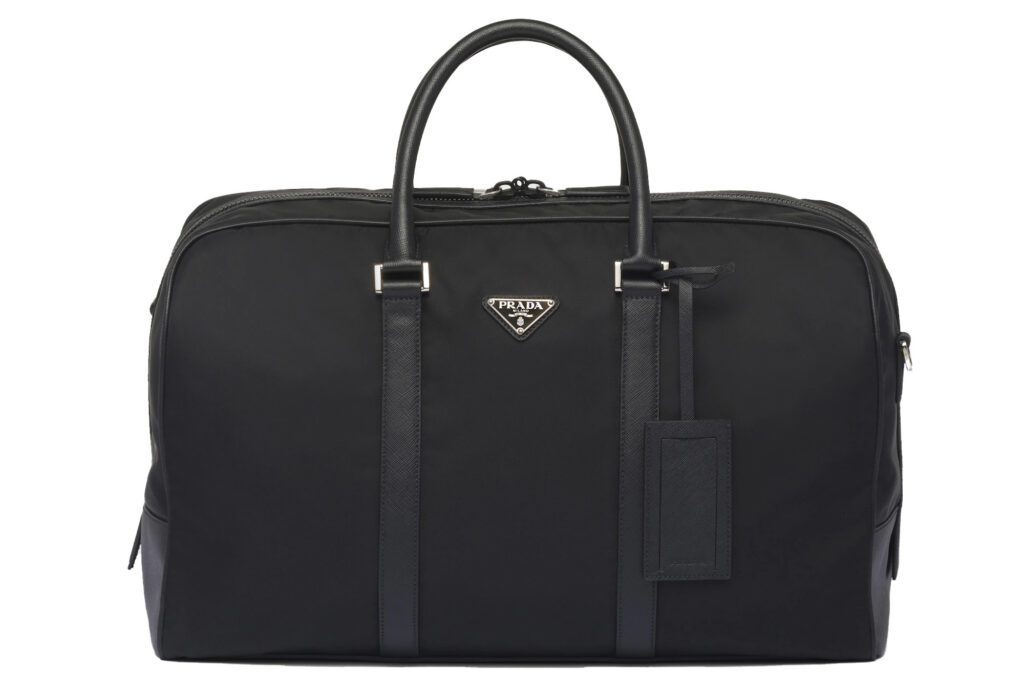 Prada Black Re-Nylon and Saffiano Leather Duffel Bag