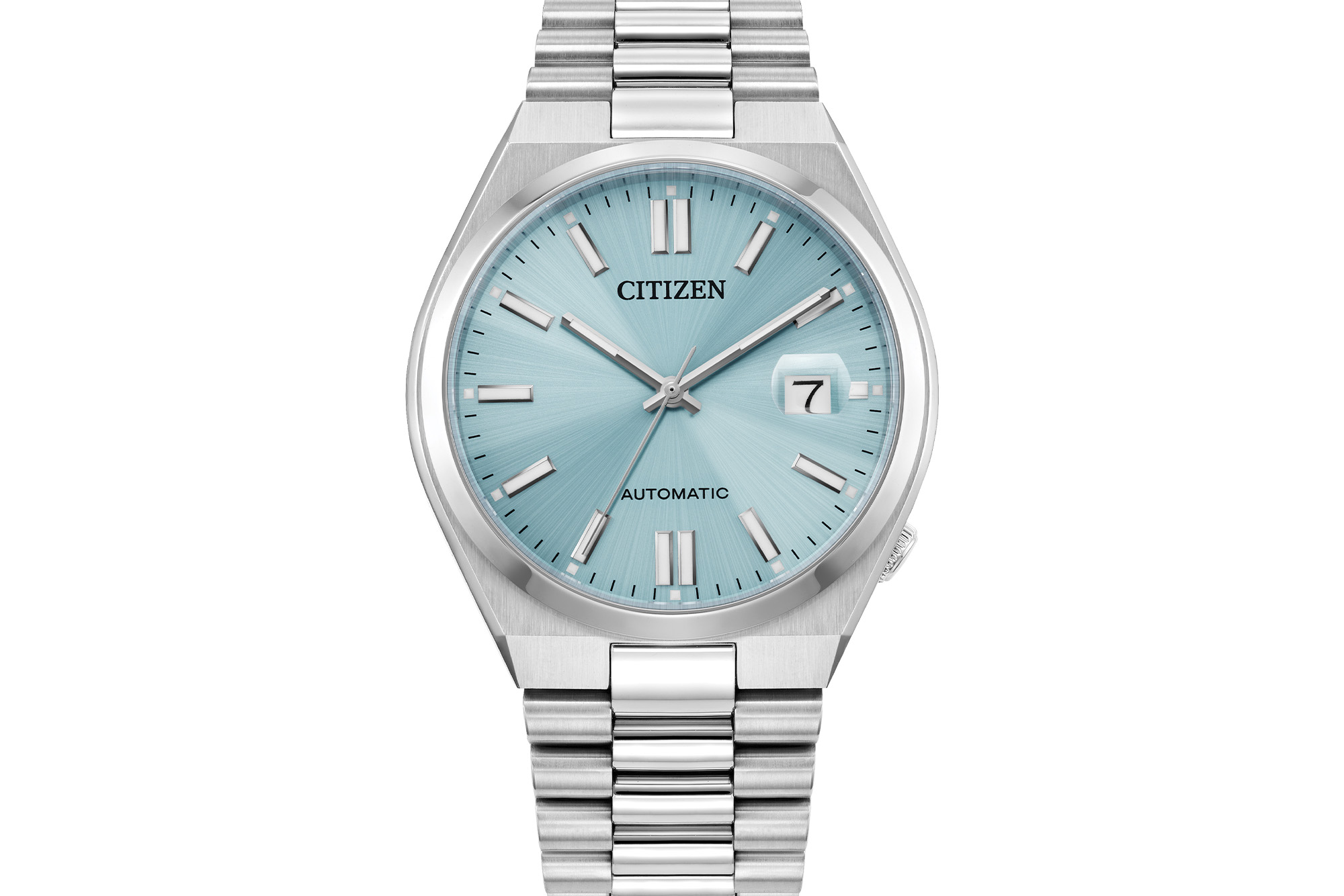 Citizen NJ015 Automatic Series “Tsuyosa” close up on blue dial