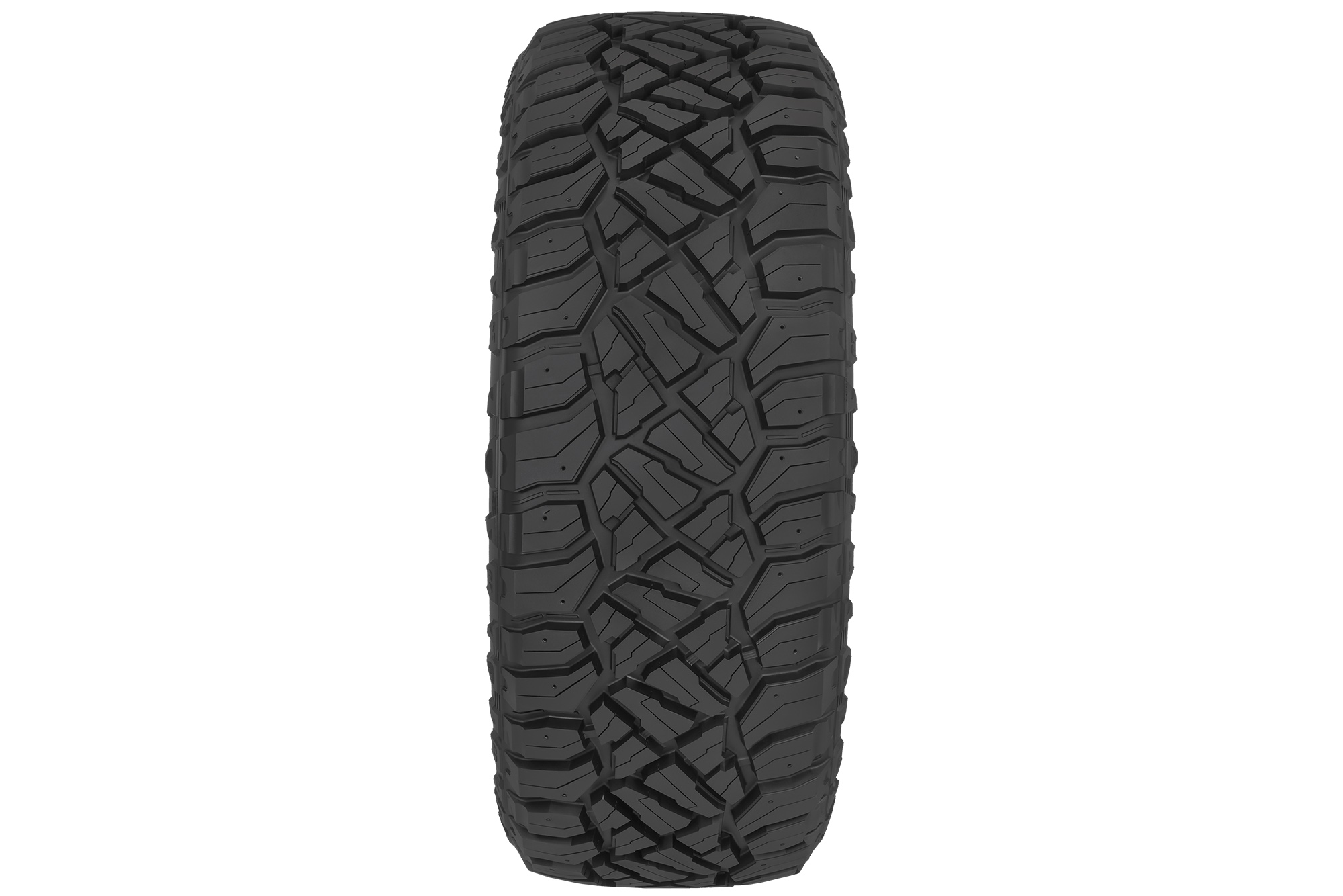 Rugged terrain tire stock photo shot from the side