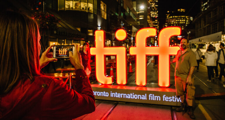 Neon orange TIFF sign