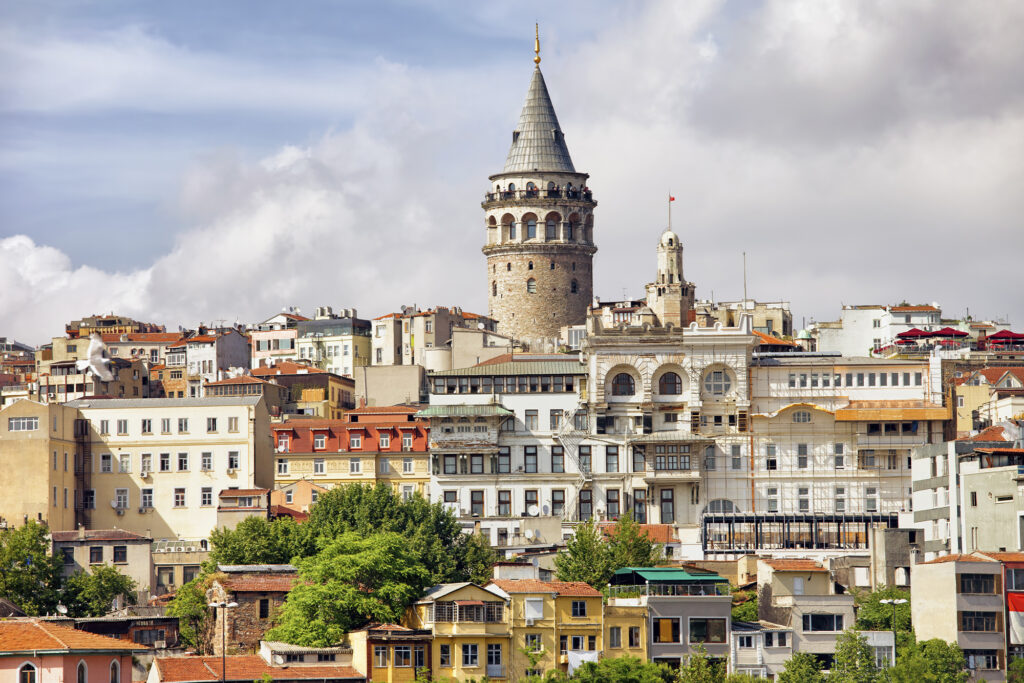 Istanbul skyline shows Galata Tower popping out above the skyline