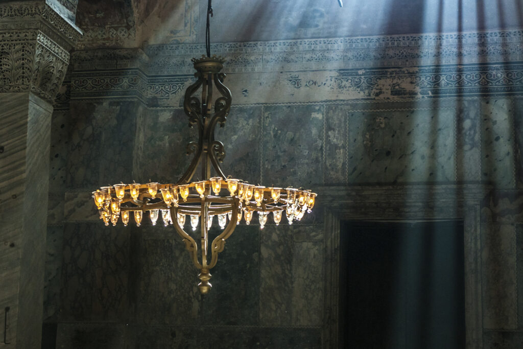 Hagia Sophia close up of chandelier