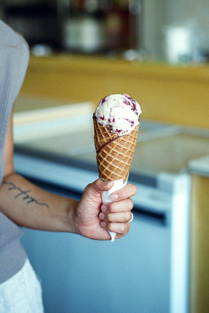 someone holding ice cream