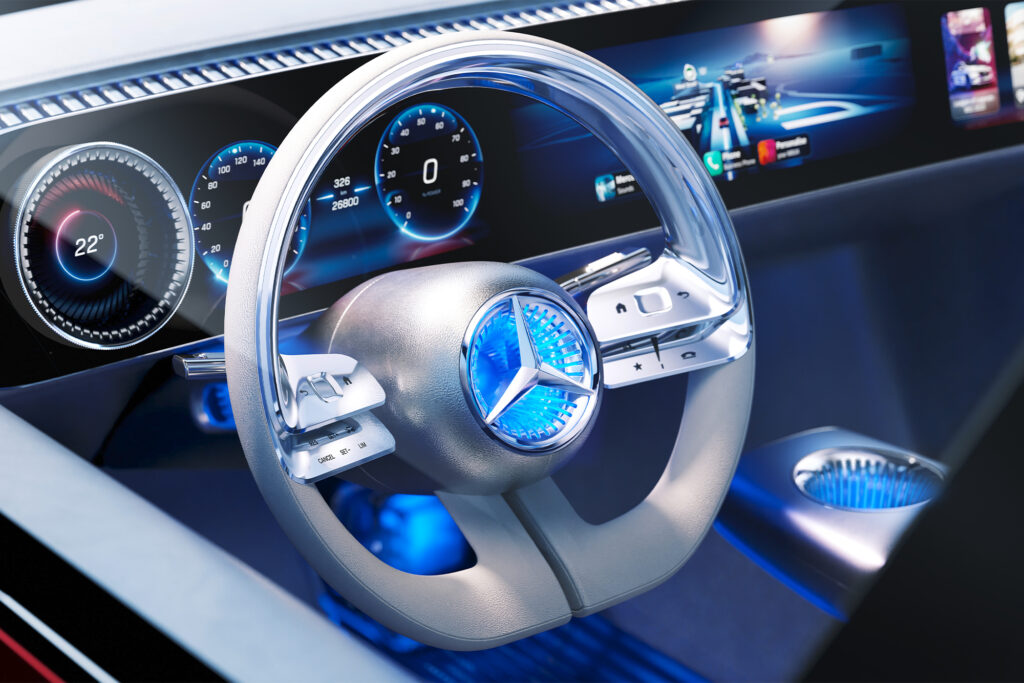 Mercedes CLA Class Concept dashboard and steering wheel