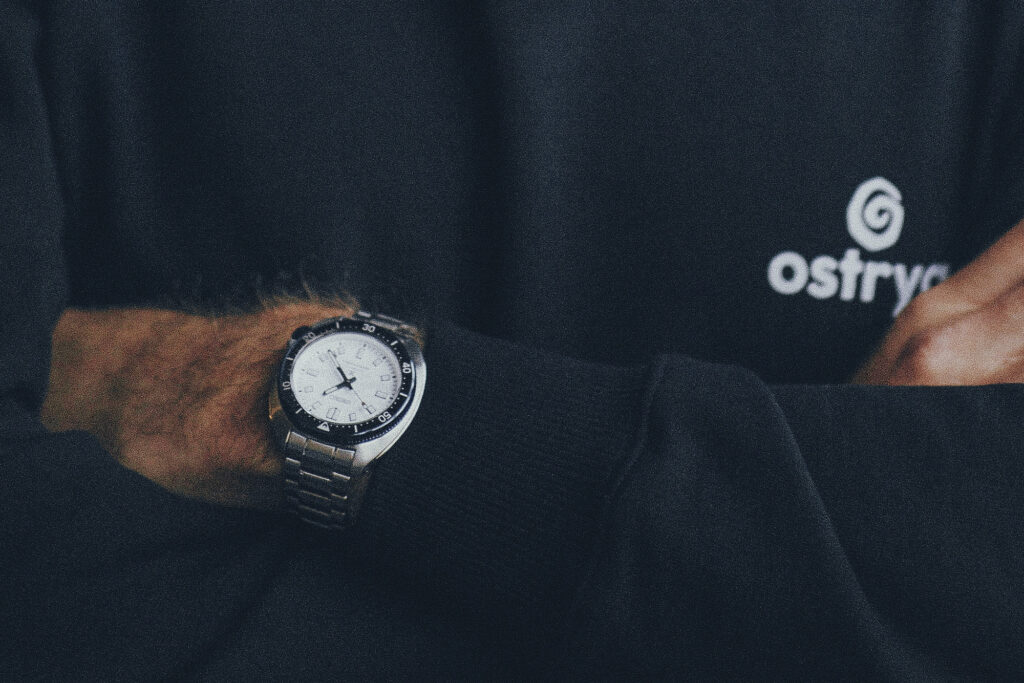 Ostrya founder wearing a Seiko SLA069 with black bezel