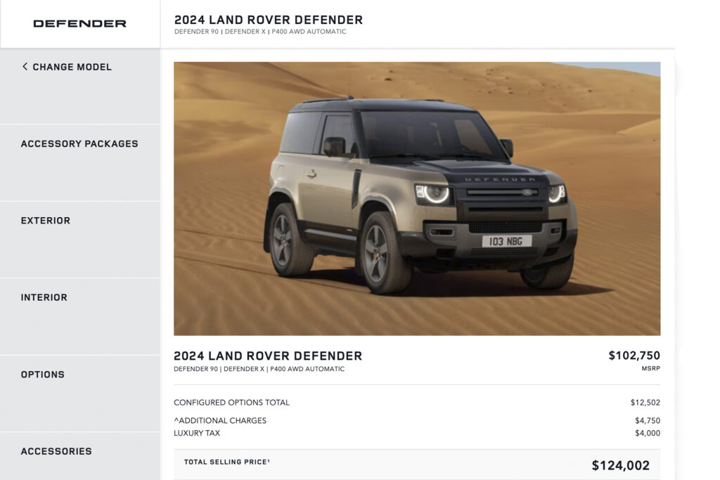 SHARP built Land Rover Defender cost summary