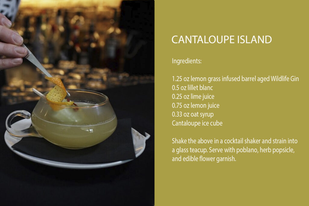 Recipe for cocktail called 'cantaloupe island'