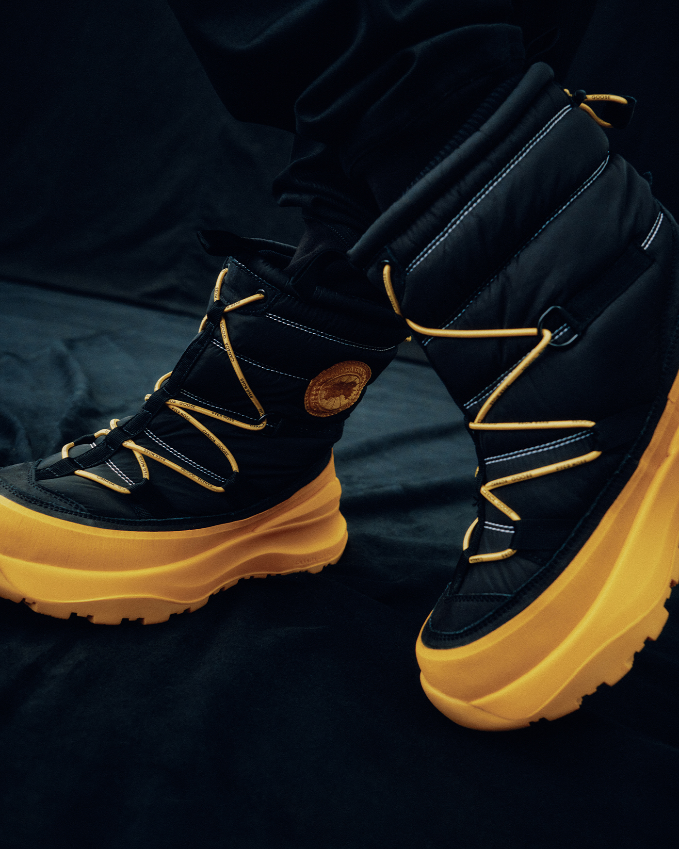 Book for Men Fall Winter fashion photoshoot black and yellow boots
