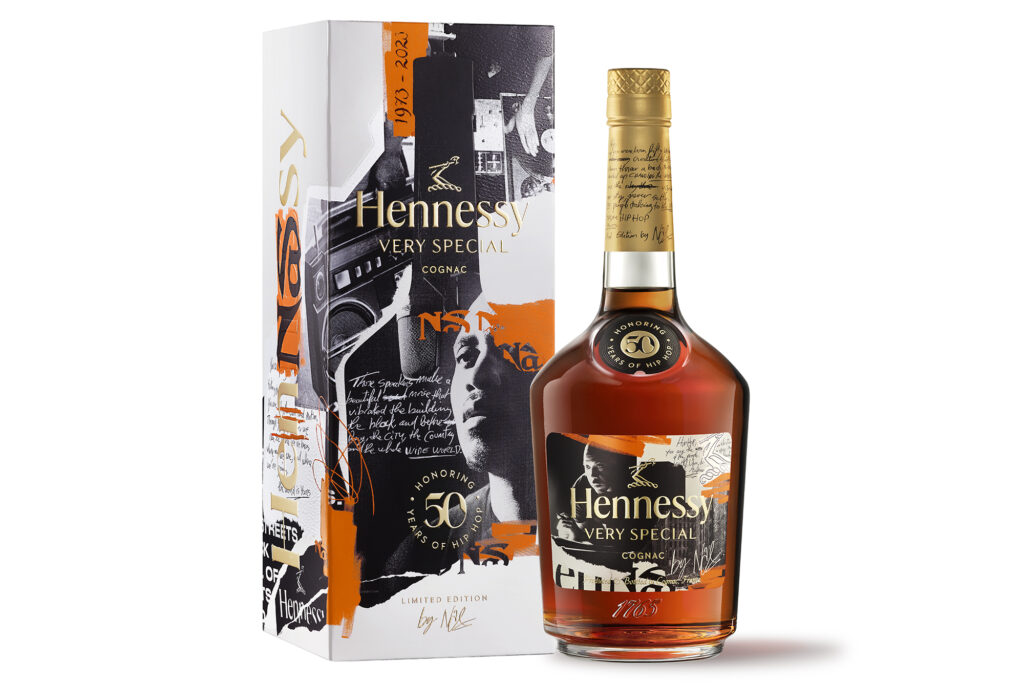 Hennessy x Nas limited edition bottle for the 50th anniversary of hip-hop