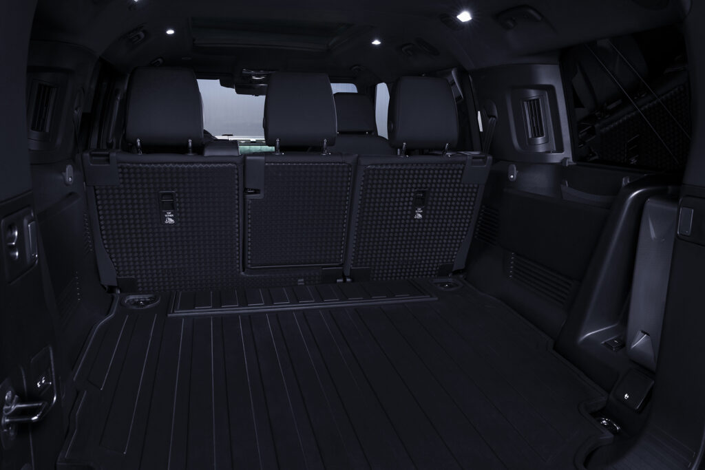 Land Rover Defender trunk view of interior