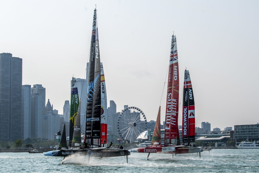 Rolex Sail GP boats in harbour