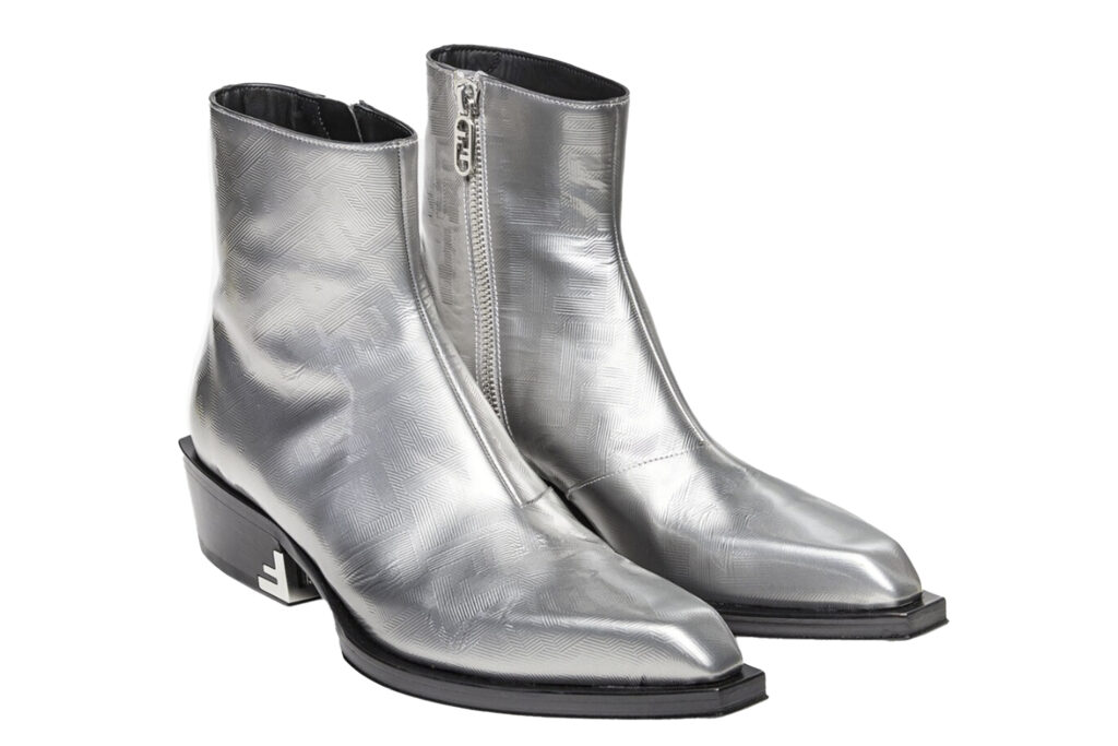 Fendi Silver Laminated Ankle boots
