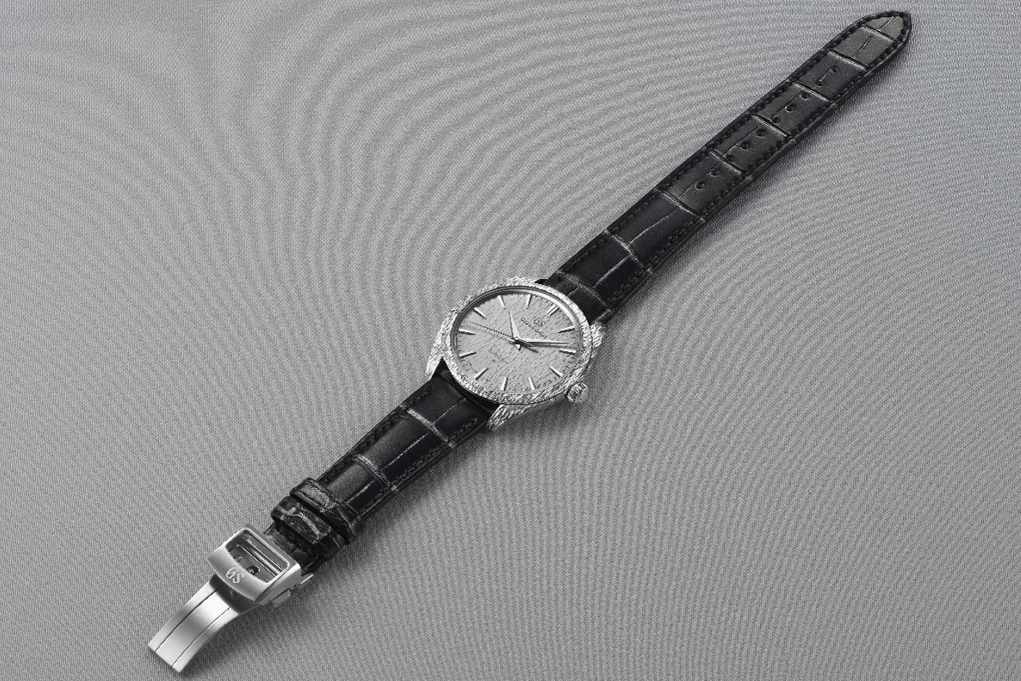 Grand Seiko Evolution 9 Collection SLGH005 silver dial black leather strap