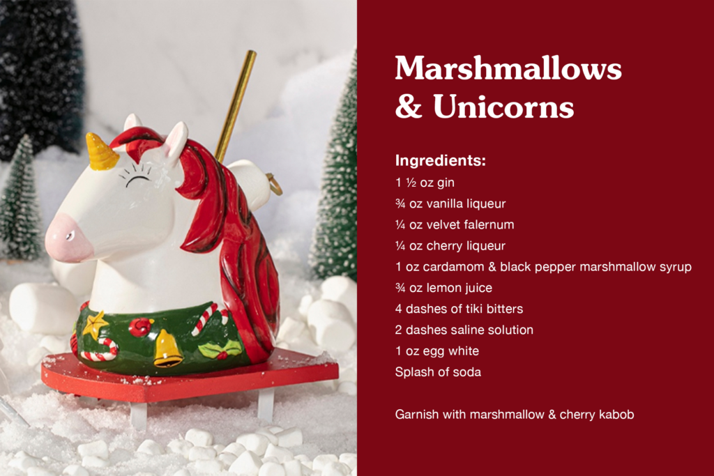 Marshmallows and unicorn recipe card