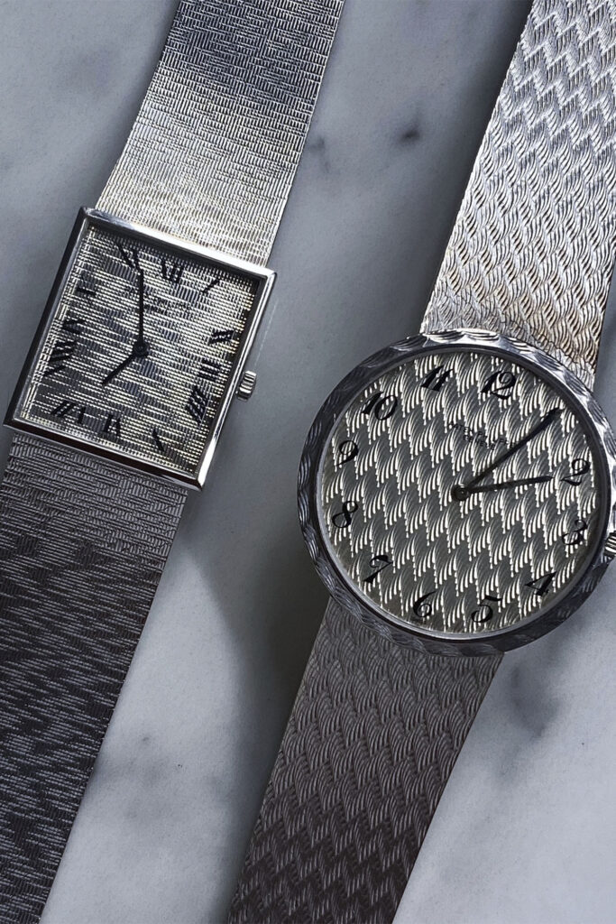 two silver watches in Phillip Toledano's collection