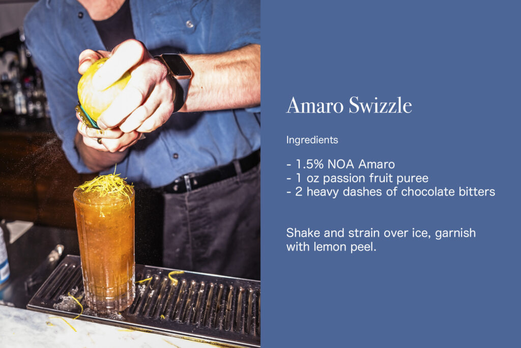 Amaro Swizzle Recipe Card