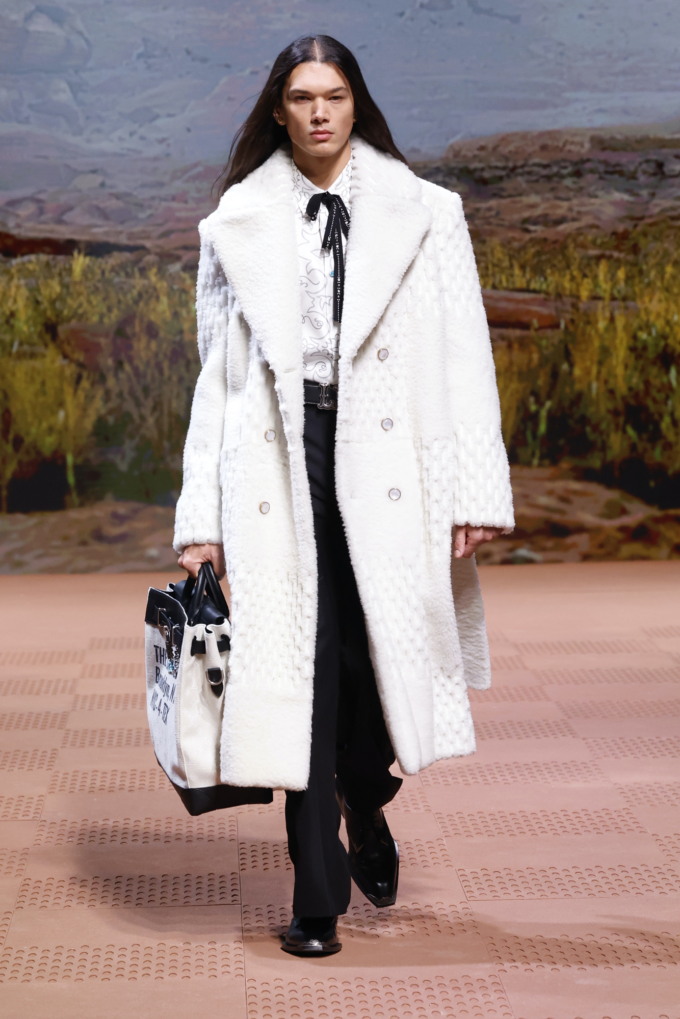 Louis Vuitton Fall/Winter 2024 long white overcoat