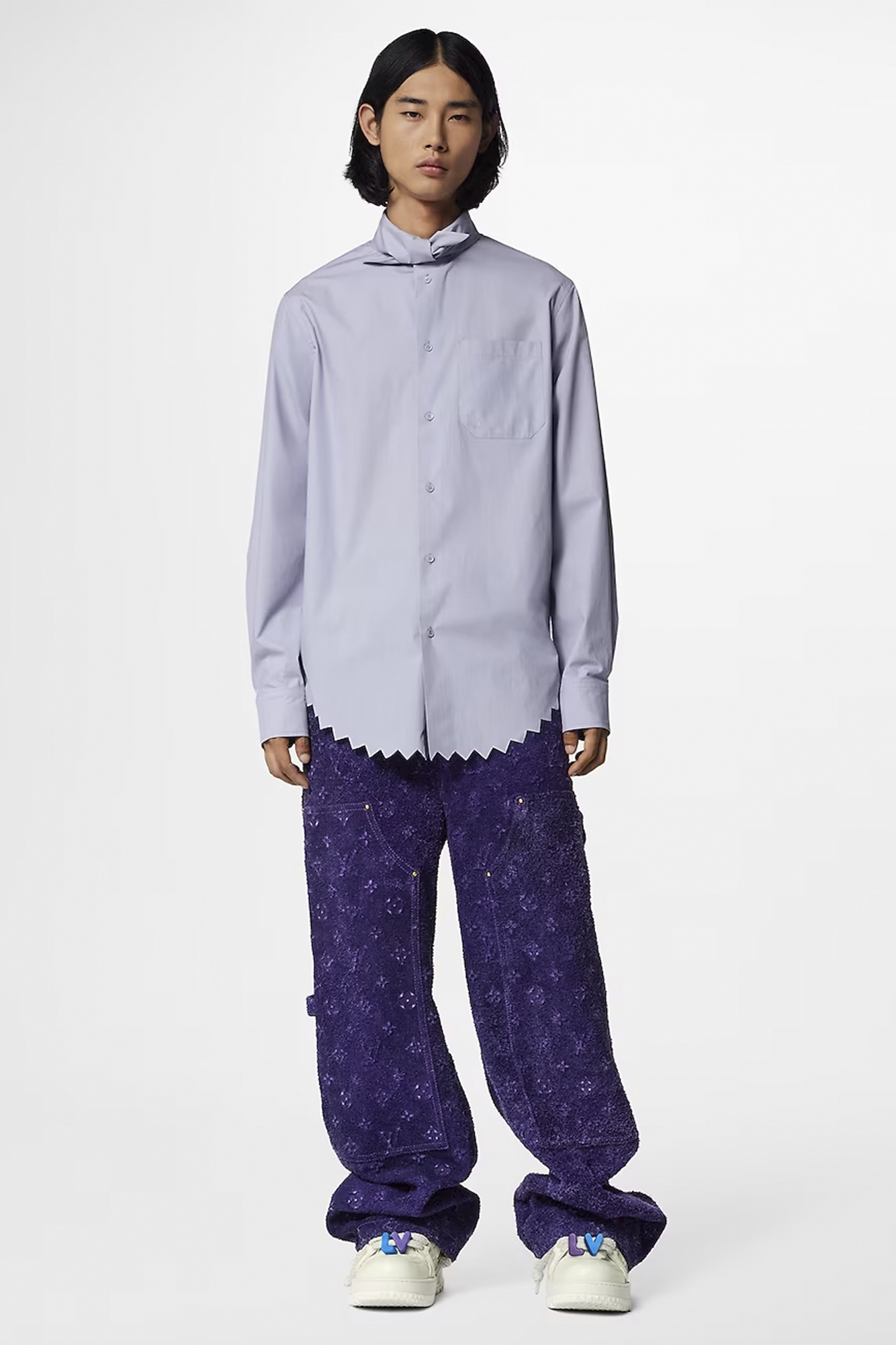 Louis Vuitton Long Sleeve Shirt knotted collar men's fashion winter 2024