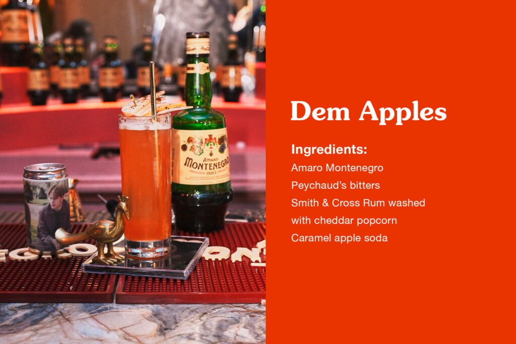 Amaro Montenegro 2024 Vero Bartender Competition Canada Dylan Brentwood recipe for 'dem apples' cocktail