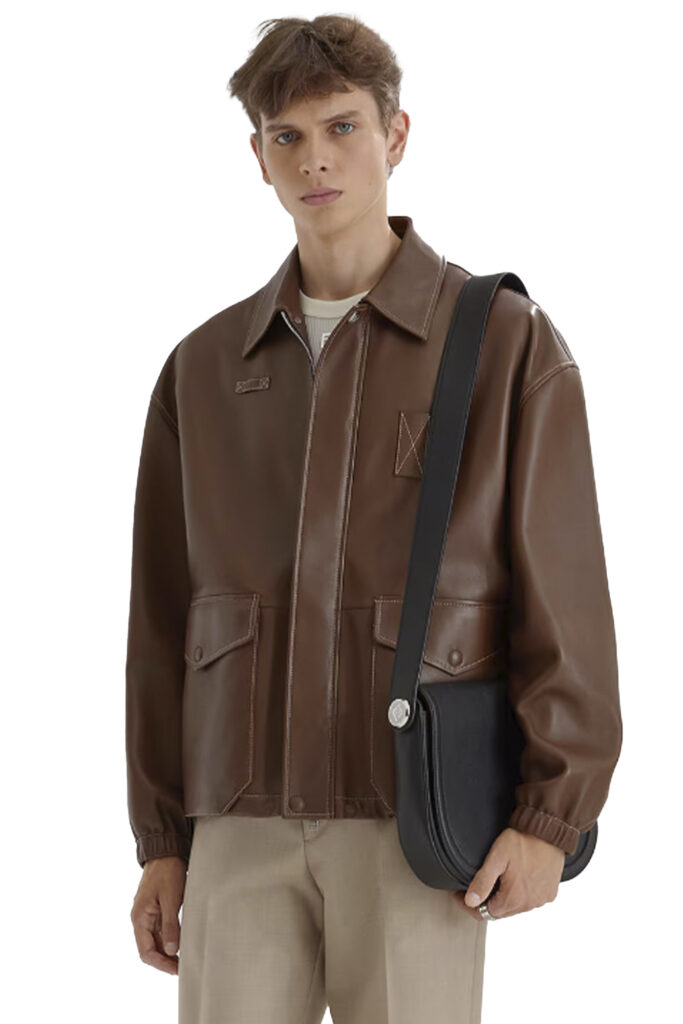 Fendi Blouson Brown Leather Jacket for men