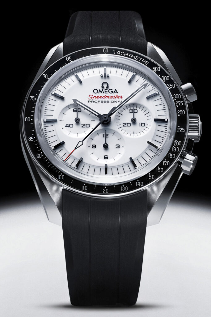 Omega Speedmaster with White Dial and black strap